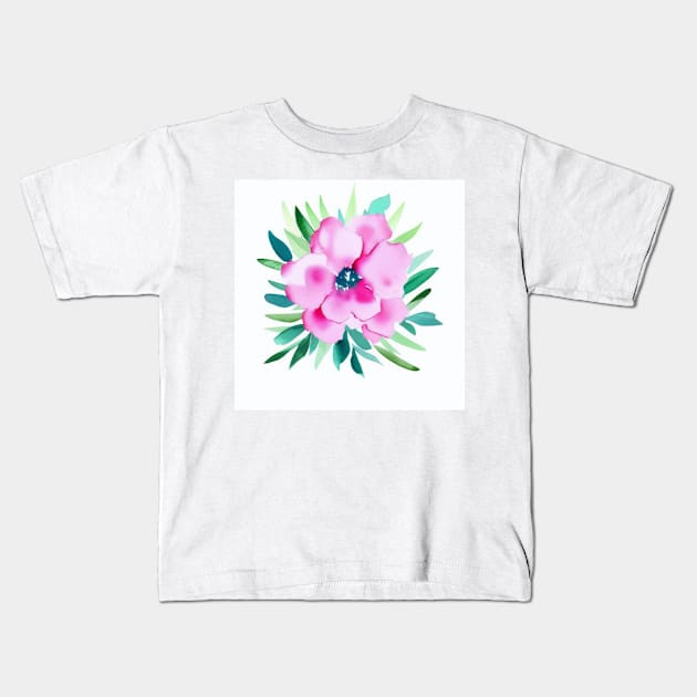 Watercolor Flower Kids T-Shirt by Beastlykitty